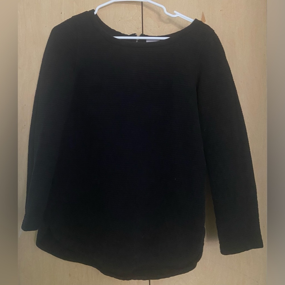 Black Textured Long Sleeve Top